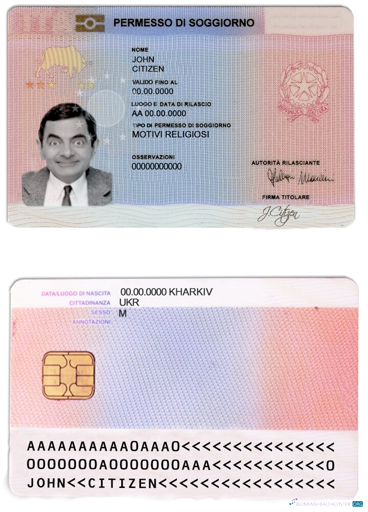 Download Italy residence permit card (soggiorno) (1) Photoshop template